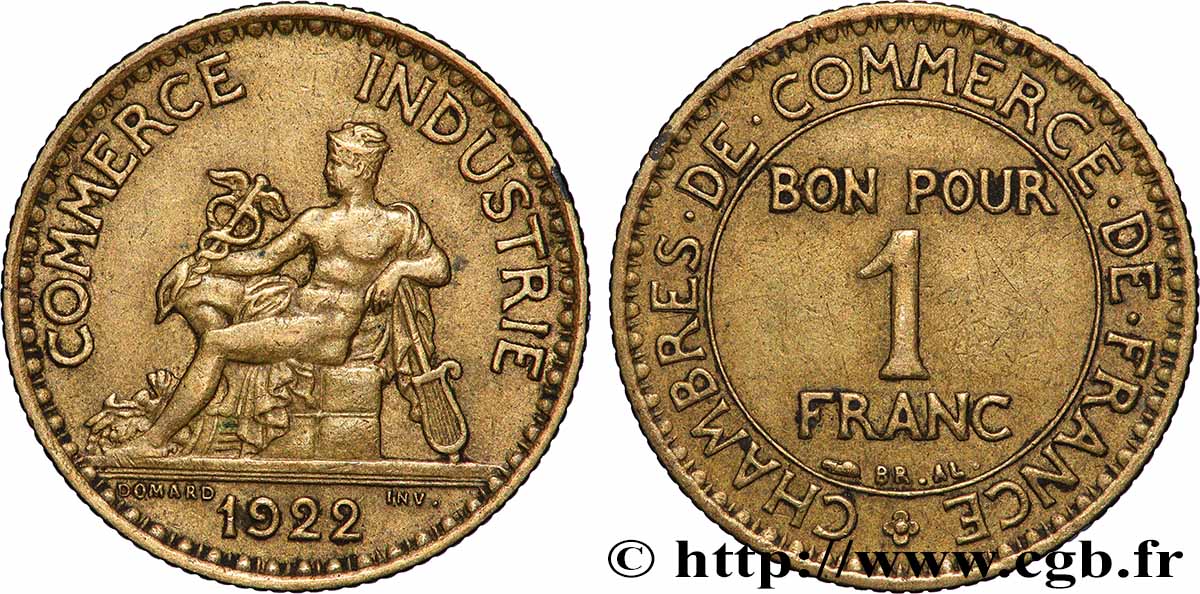 1 franc Chambres de Commerce 1922 Paris F.218/4 fVZ