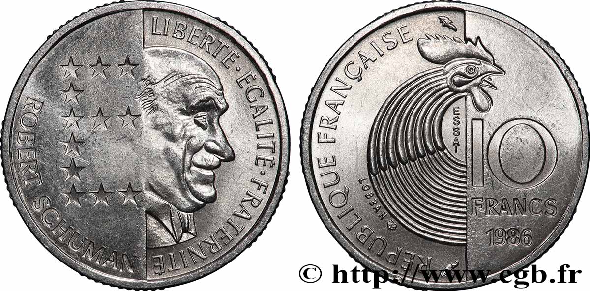 Essai de 10 francs Robert Schuman 1986 Pessac F.374/1 MS