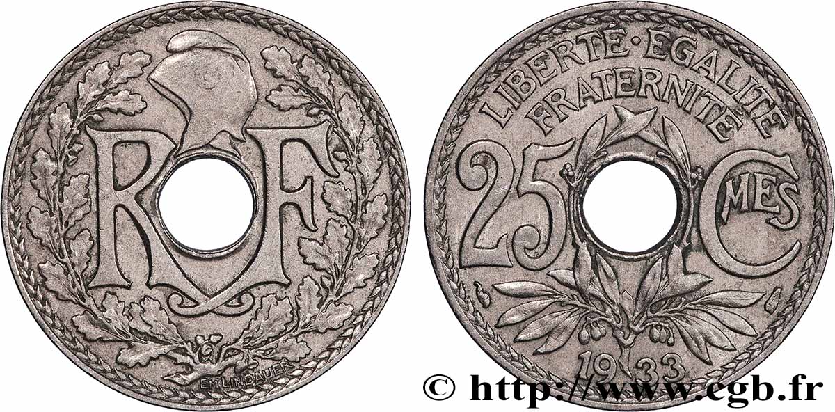 25 centimes Lindauer 1933 F.171/17 AU