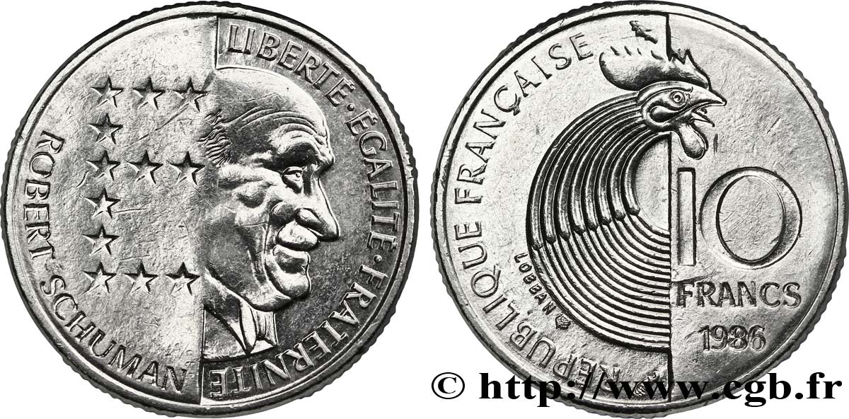 10 francs Robert Schuman 1986  F.374/2 SUP55 