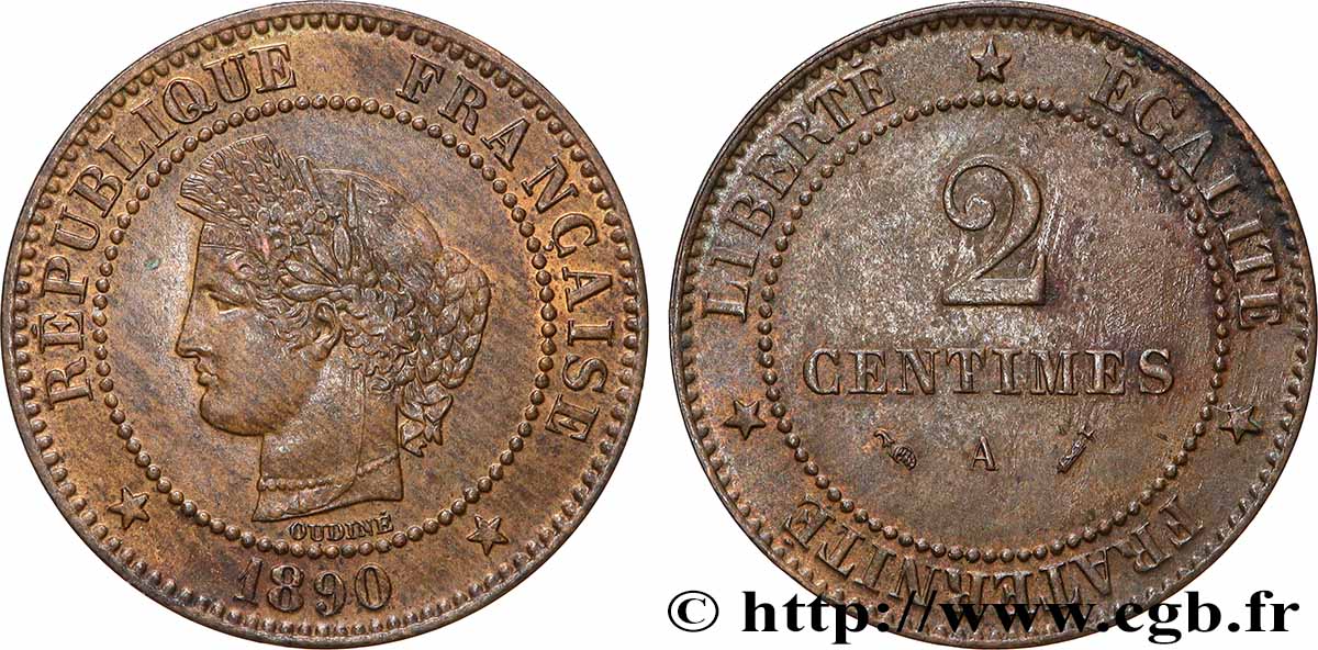 2 centimes Cérès 1890 Paris F.109/16 SUP60