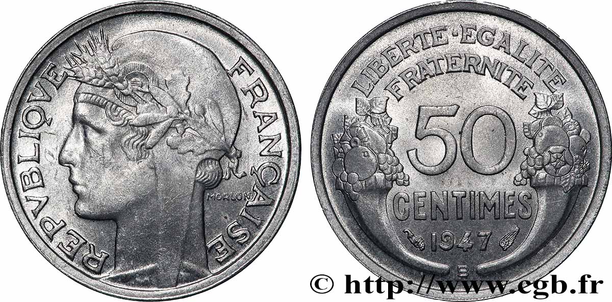 50 centimes Morlon, légère 1947 Beaumont-le-Roger F.194/11 MS63