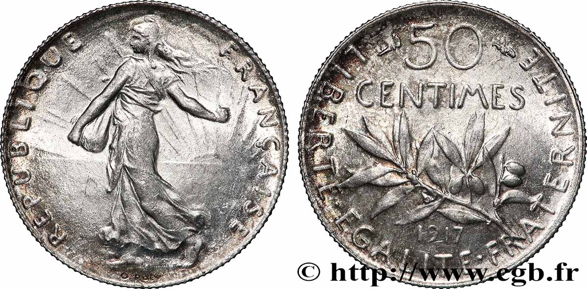50 centimes Semeuse 1917 F.190/24 MS63