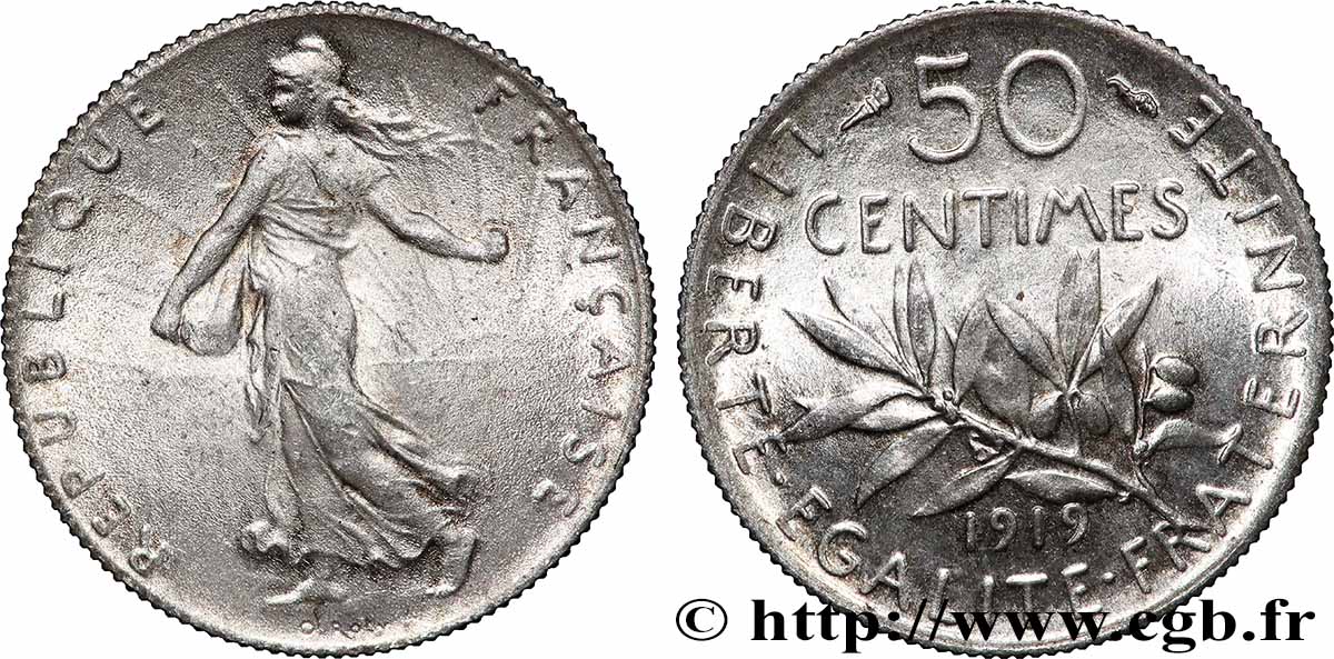 50 centimes Semeuse 1919 Paris F.190/26 MS62