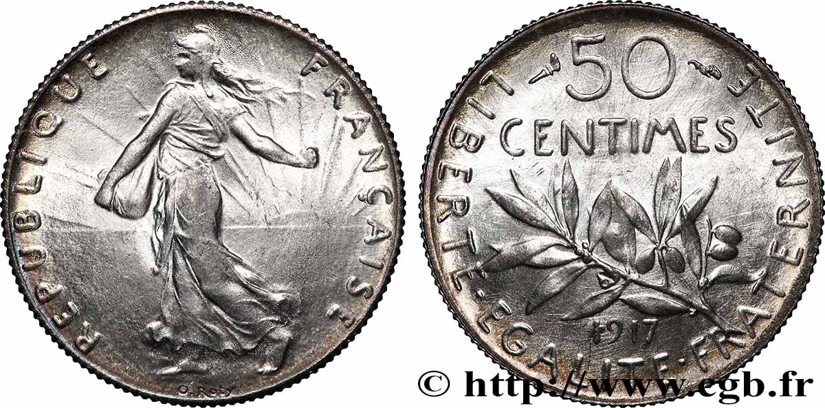 50 centimes Semeuse 1917 F.190/24 MS63