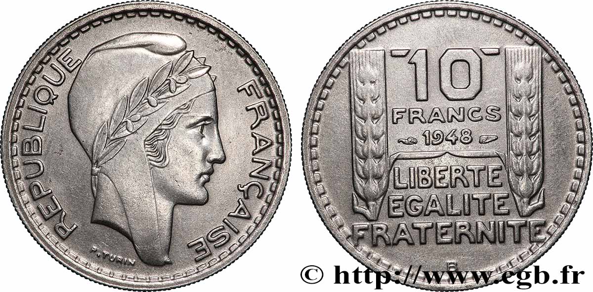 10 francs Turin, petite tête 1948 Beaumont-Le-Roger F.362/5 MS60