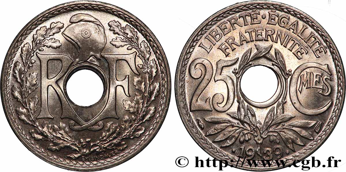 25 centimes Lindauer, maillechort 1939 F.172/3 FDC65