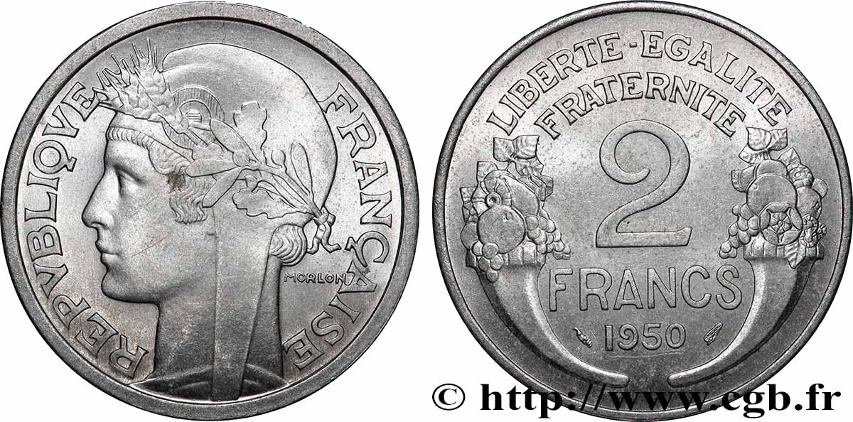 2 francs Morlon, aluminium 1950 F.269/16 SUP60