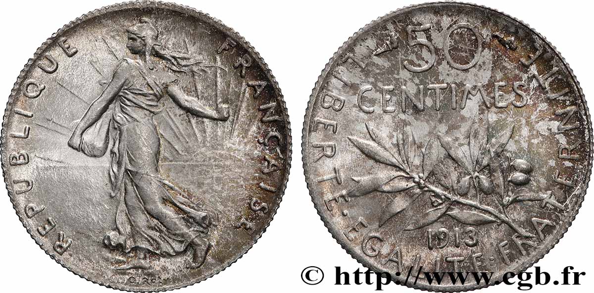 50 centimes Semeuse 1913 Paris F.190/20 fST64