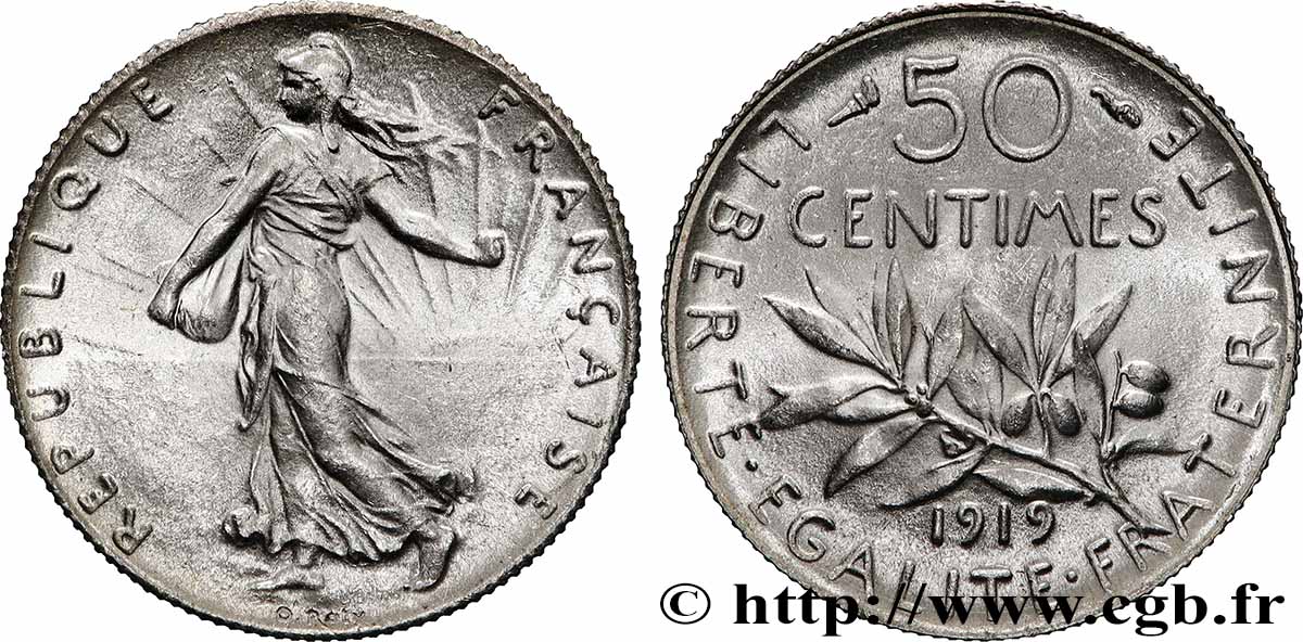 50 centimes Semeuse 1919 Paris F.190/26 fST64