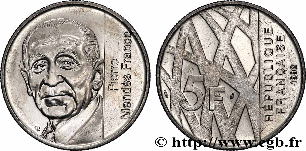5 francs Mendès-France 1992 F.343/2 fST