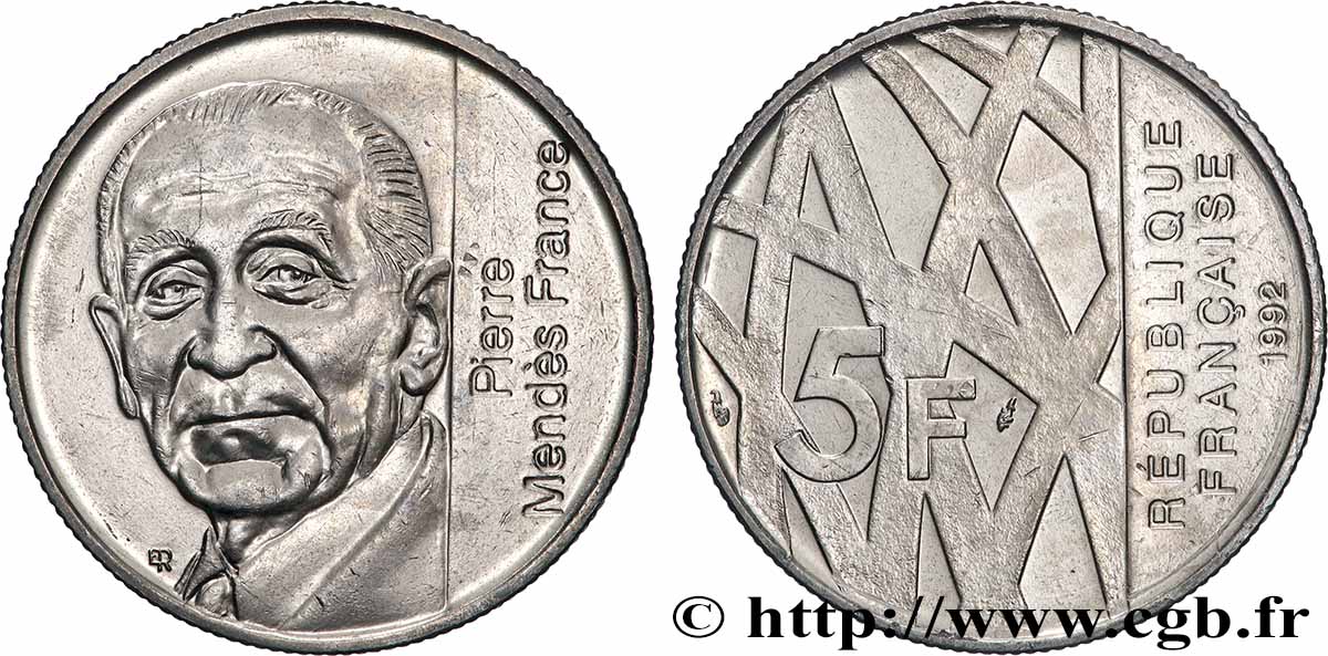 5 francs Mendès-France 1992 F.343/2 fST