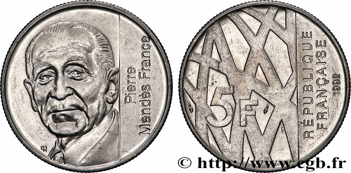 5 francs Mendès-France 1992 F.343/2 MS