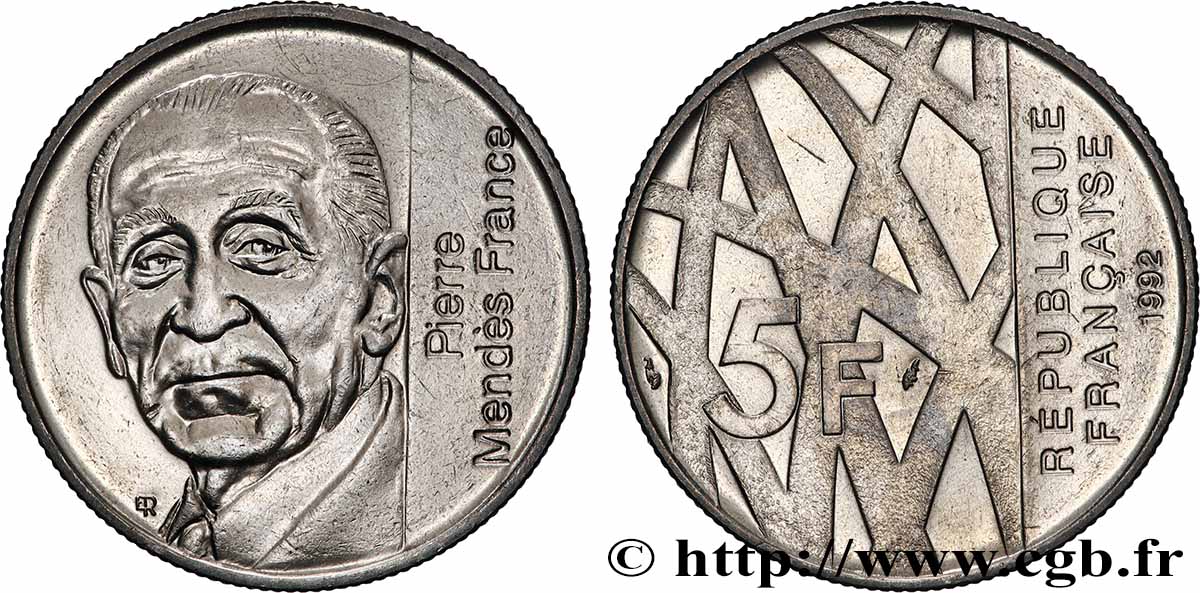 5 francs Mendès-France 1992 F.343/2 fST