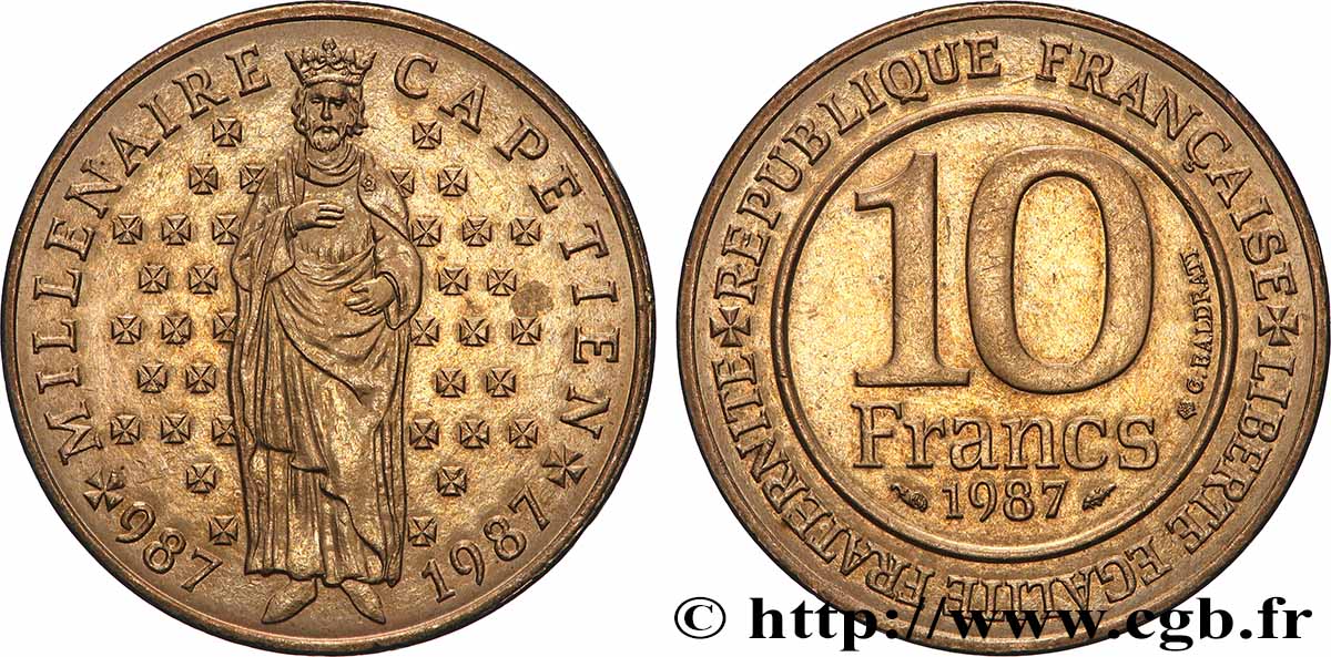 10 francs Millénaire Capétien 1987 F.371/2 MS