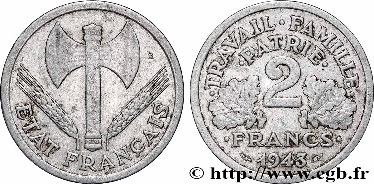 2 francs Francisque 1943 F.270/2 BB
