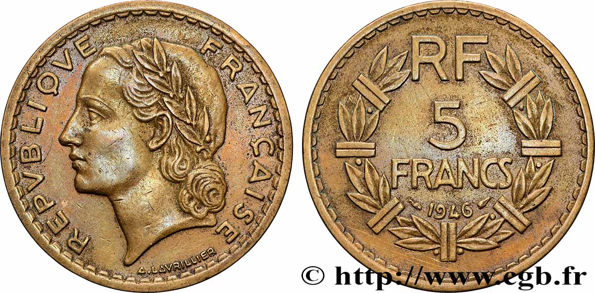 5 francs Lavrillier, bronze-aluminium 1946 F.337/7 TTB+
