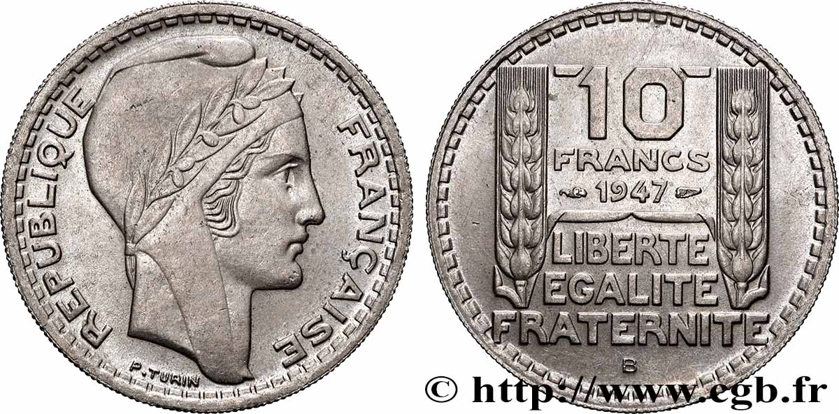 10 francs Turin, grosse tête 1947 Beaumont-Le-Roger F.361A/5 VZ+