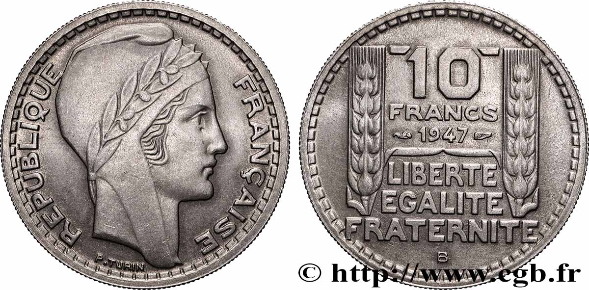 10 francs Turin, grosse tête 1947 Beaumont-Le-Roger F.361A/5 VZ+