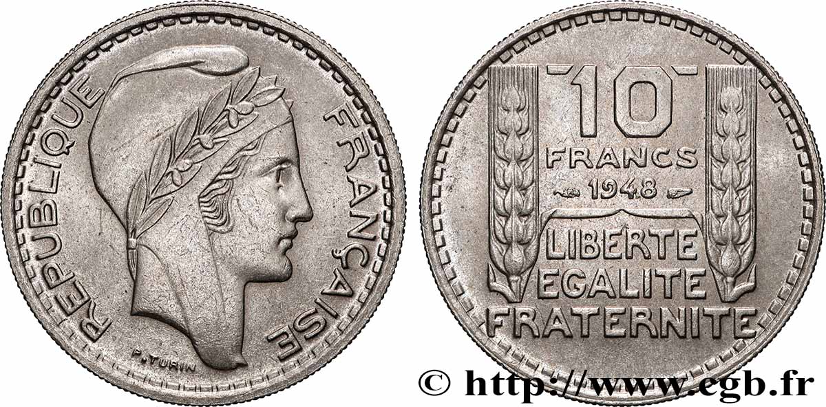 10 francs Turin, petite tête 1948 F.362/3 AU
