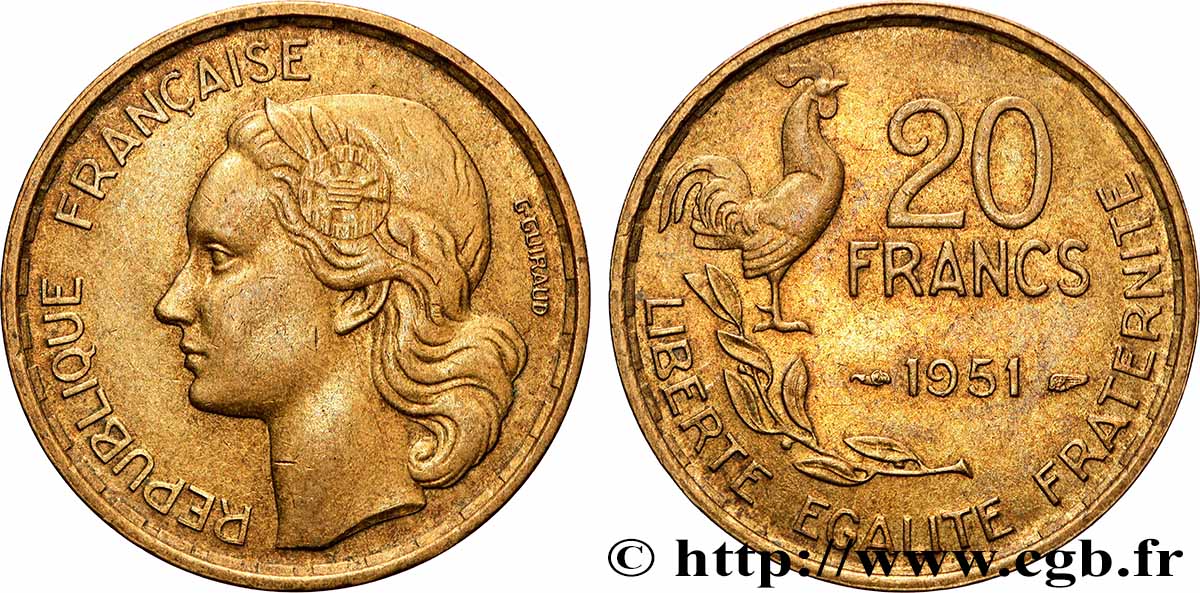 20 francs G. Guiraud 1951 F.402/7 SPL