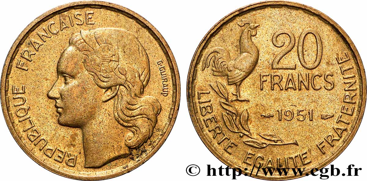 20 francs G. Guiraud 1951 F.402/7 SPL