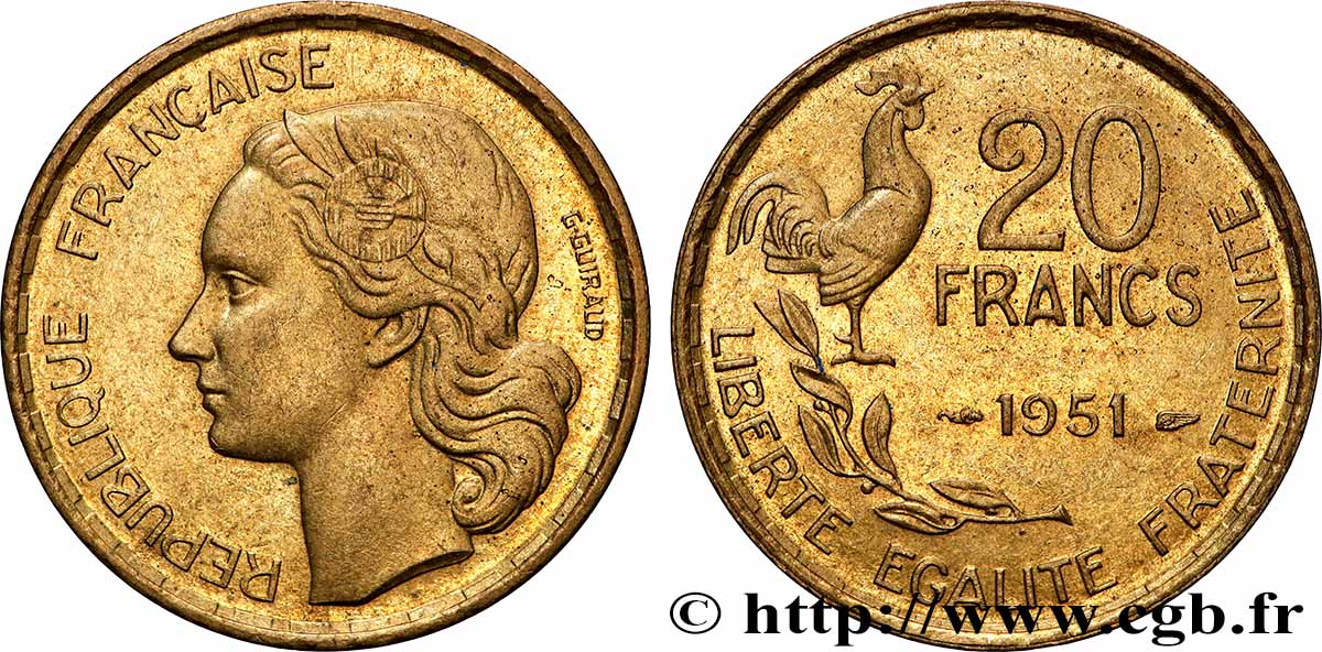 20 francs G. Guiraud 1951 F.402/7 VZ+