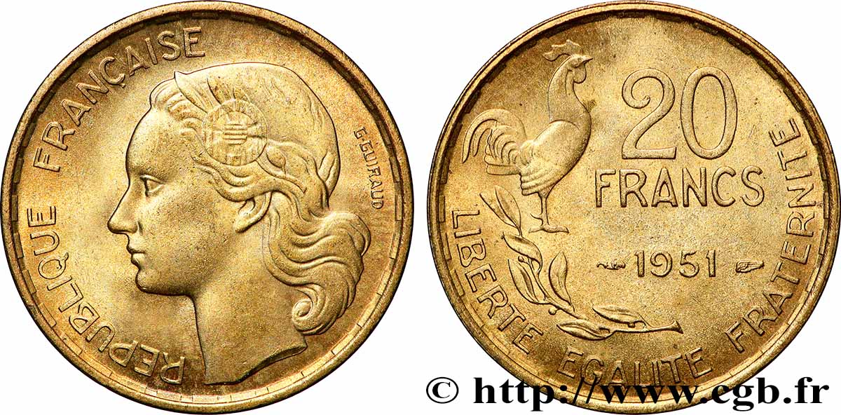 20 francs G. Guiraud 1951 F.402/7 SPL+