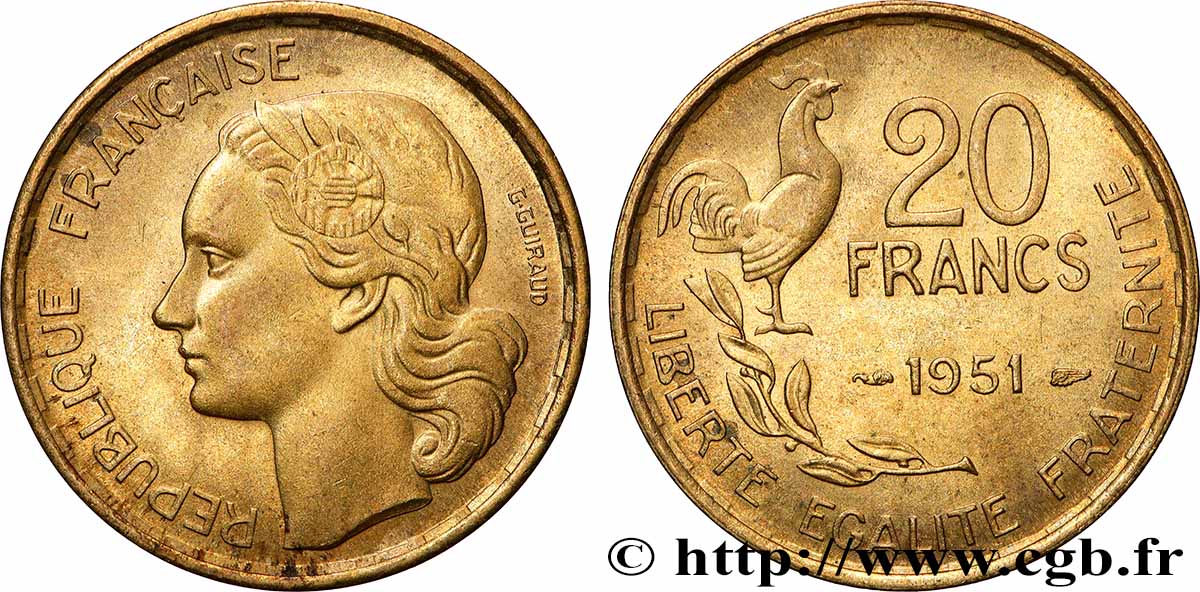 20 francs G. Guiraud 1951 F.402/7 VZ+