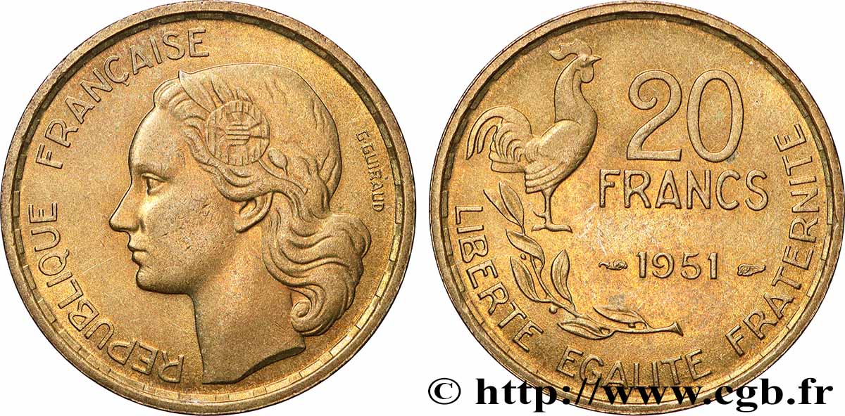 20 francs G. Guiraud 1951 F.402/7 MS