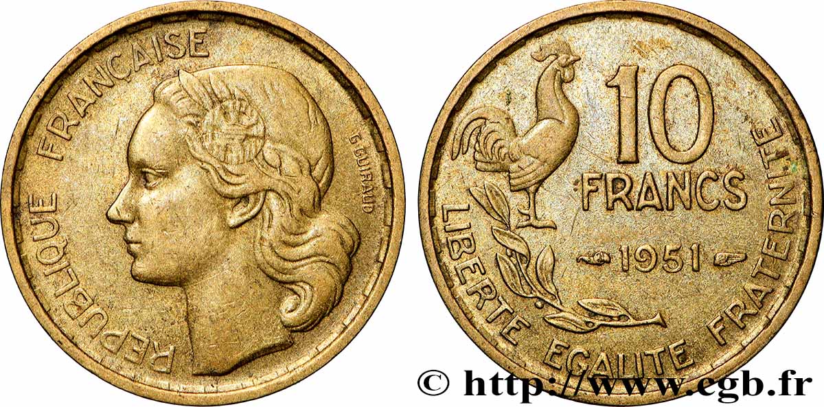 10 francs Guiraud 1951 F.363/4 q.SPL