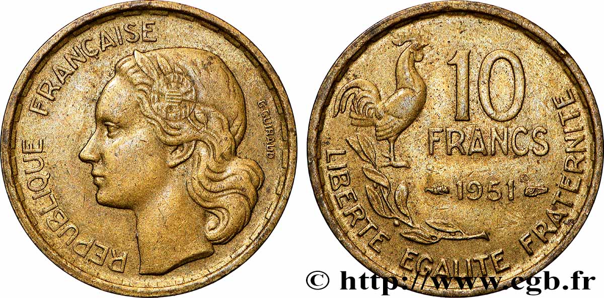 10 francs Guiraud 1951 F.363/4 q.SPL