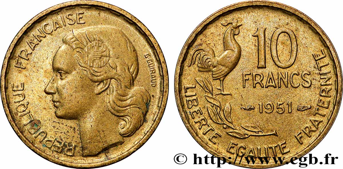 10 francs Guiraud 1951 F.363/4 fVZ