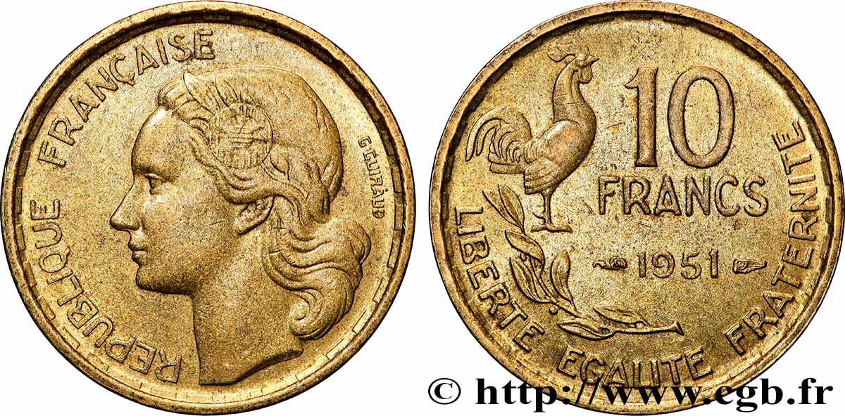 10 francs Guiraud 1951 F.363/4 TTB+