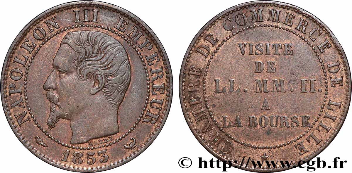 Module de cinq centimes, Visite impériale à Lille les 23 et 24 septembre 1853 1853 Lille VG.3367 AU