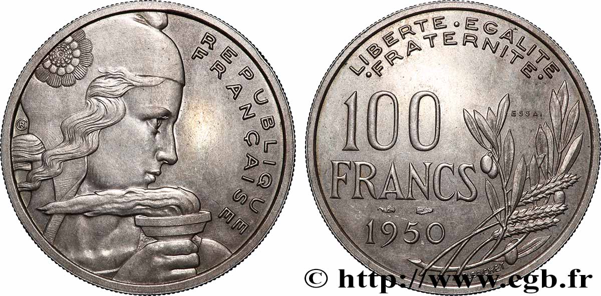 Essai du concours de 100 francs grand module par Cochet 1950 Paris GEM.225 1 MS