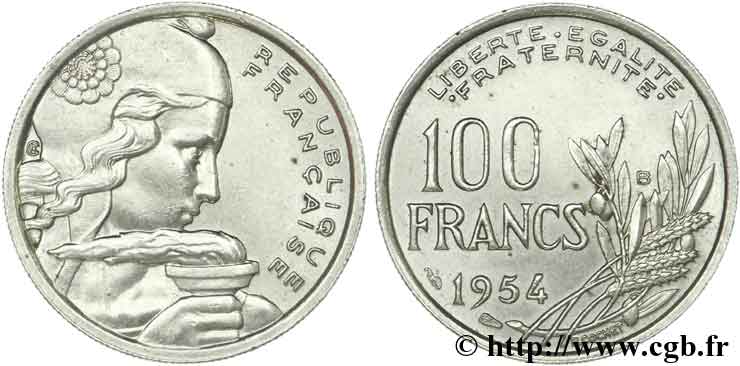 100 francs Cochet 1954 Beaumont-le-Roger F.450/3 MS63 