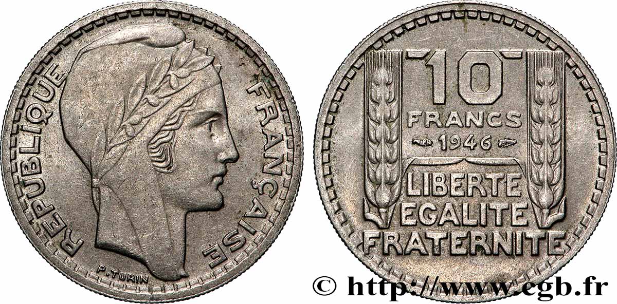 10 francs Turin, grosse tête, rameaux courts 1946 F.361A/2 SPL