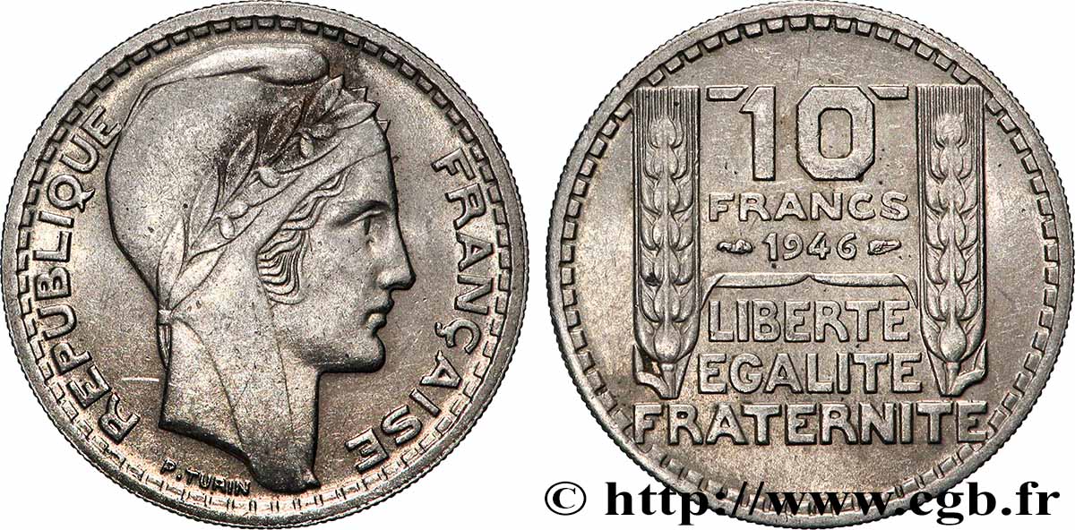 10 francs Turin, grosse tête, rameaux courts 1946 F.361A/2 VZ