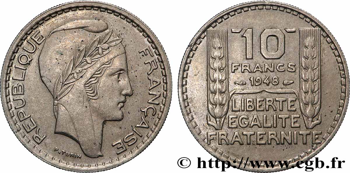 10 francs Turin, petite tête 1948 F.362/3 AU