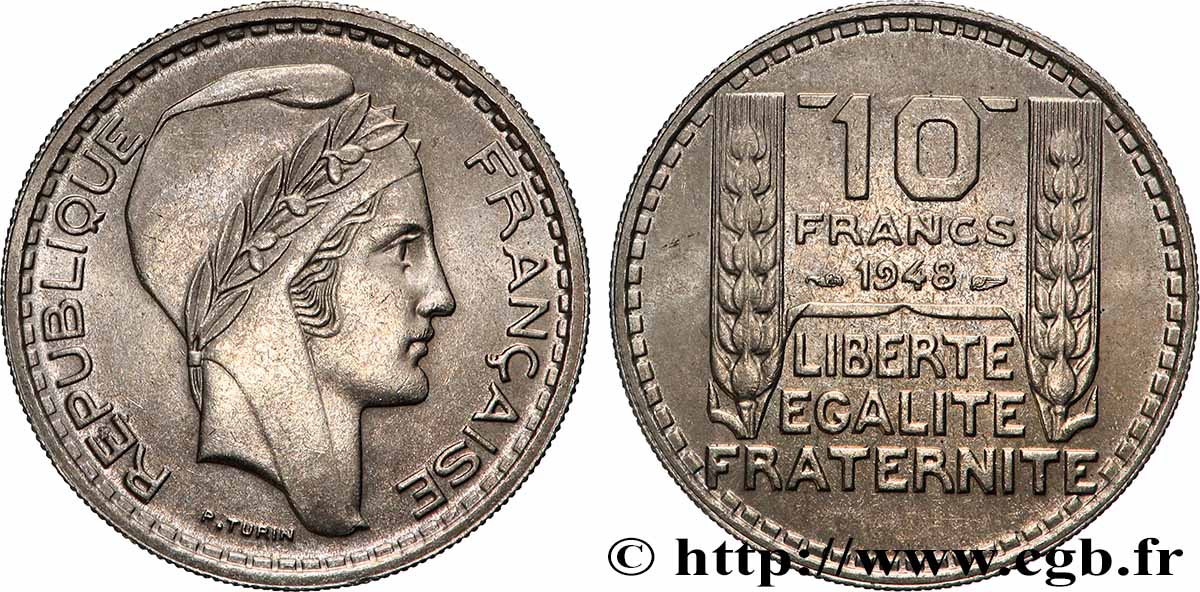 10 francs Turin, petite tête 1948 F.362/3 AU