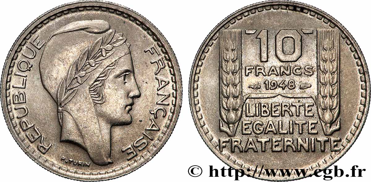 10 francs Turin, petite tête 1948 F.362/3 AU