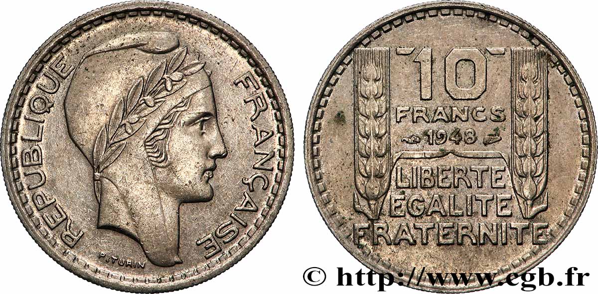 10 francs Turin, petite tête 1948 F.362/3 SUP