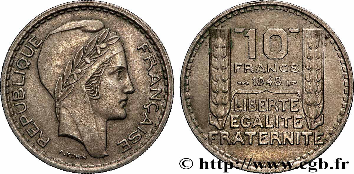 10 francs Turin, petite tête 1948 F.362/3 AU