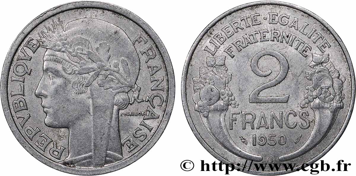 2 francs Morlon, aluminium 1950 Beaumont-Le-Roger F.269/17 VZ