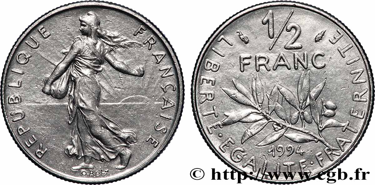 1/2 franc Semeuse, différent dauphin 1994 Pessac F.198/36 SPL
