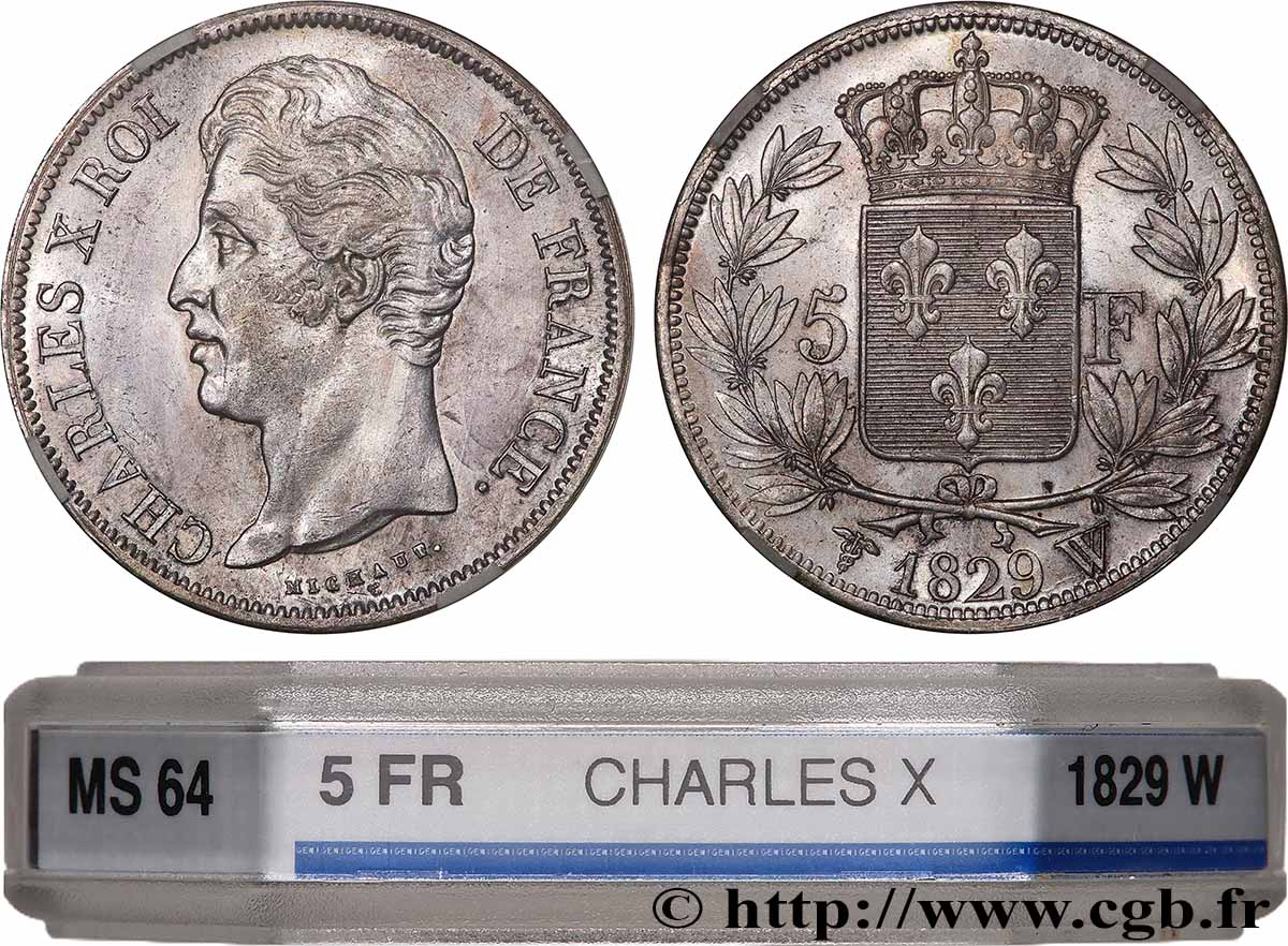 5 francs Charles X, 2e type 1829 Lille F.311/39 SPL64 GENI