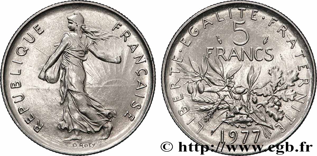 5 francs Semeuse, nickel 1977 Pessac F.341/9 SC