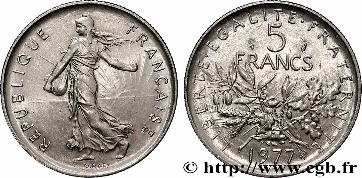 5 francs Semeuse, nickel 1977 Pessac F.341/9 fST