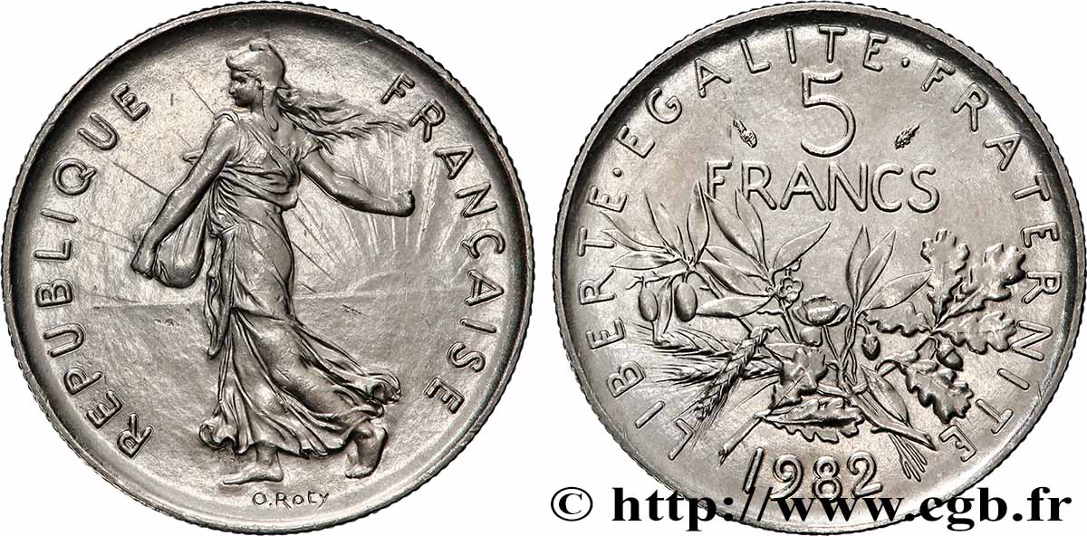 5 francs Semeuse, nickel 1982 Pessac F.341/14 SPL+